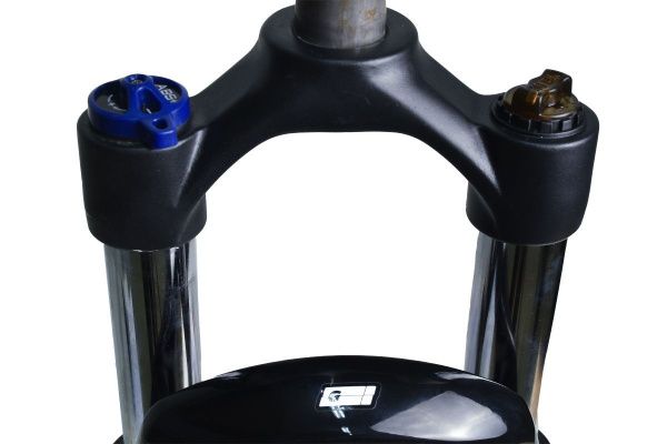 Вилка GRINZ ES 456 HLO 26"*1.1\8" ход 110мм, локаут гидравлический, предварительное сжатие, алюминиевая, черный/белый, 2,6кг