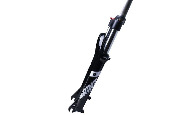 Вилка GRINZ ES 443 MLO 26"*1.1\8"ход 100мм,локаут механический, предварительное сжатие, алюминиевая, черная\белая, 2,5 кг
